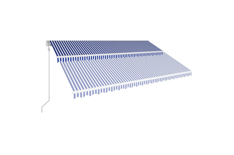 Automatisk uttrekkbar markise 500x300 cm blå og hvit - Markiser - Terrassemarkise