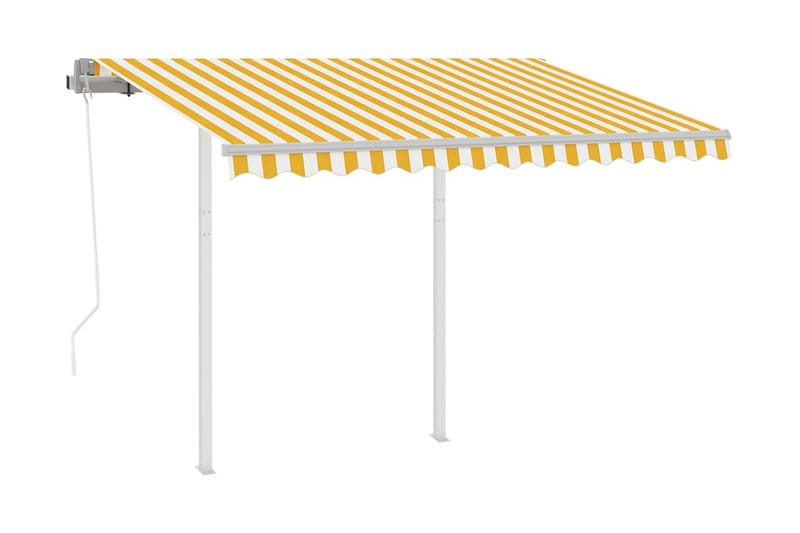 Automatisk uttrekkbar markise med stolper 3x2,5 m - Gul - Markiser - Terrassemarkise