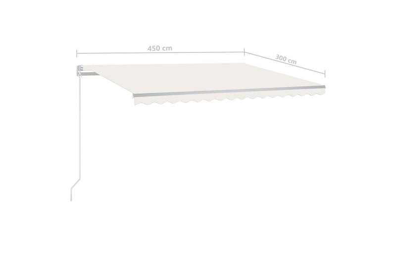 Automatisk uttrekkbar markise med stolper 4,5x3 m kremhvit - Krem - Markiser - Terrassemarkise
