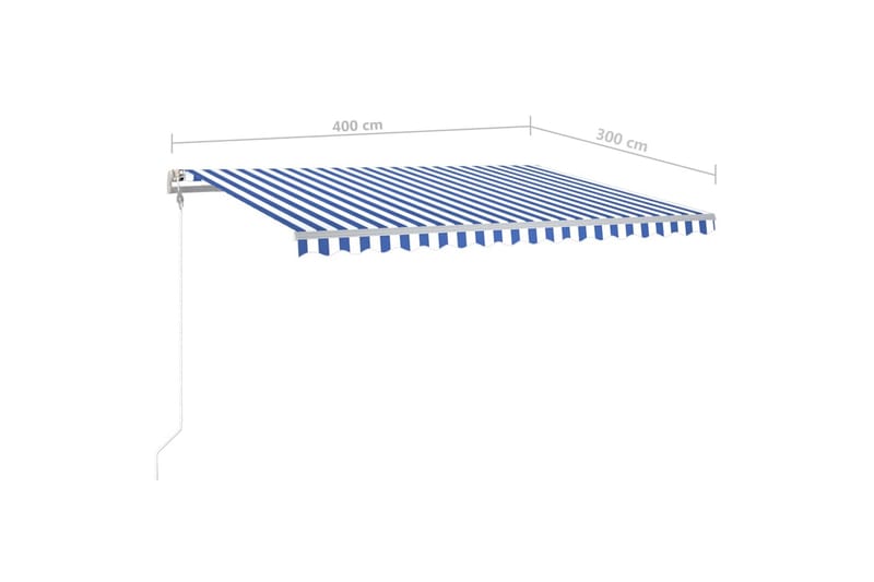 Automatisk uttrekkbar markise med stolper 4x3 m blå og hvit - Markiser - Terrassemarkise