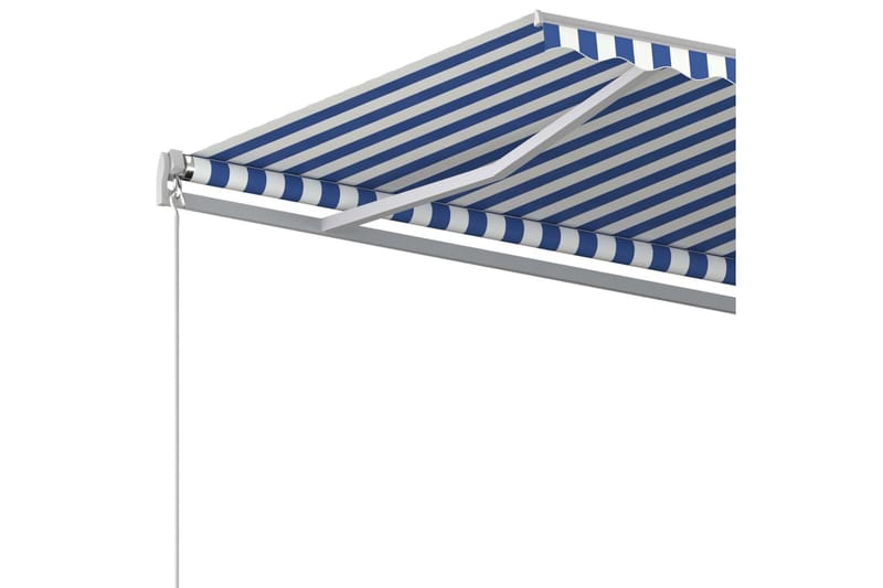 Automatisk uttrekkbar markise med stolper 6x3 m blå og hvit - Blå - Markiser - Terrassemarkise