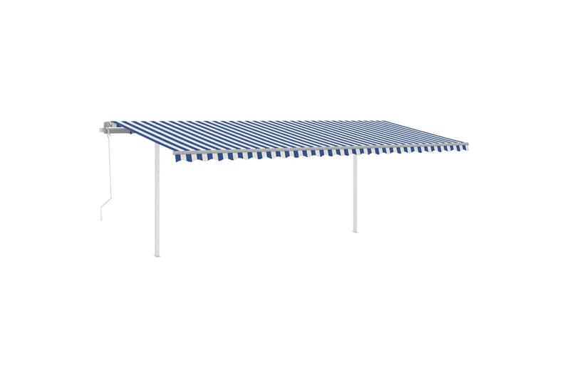 Automatisk uttrekkbar markise med stolper 6x3 m blå og hvit - Blå - Markiser - Terrassemarkise