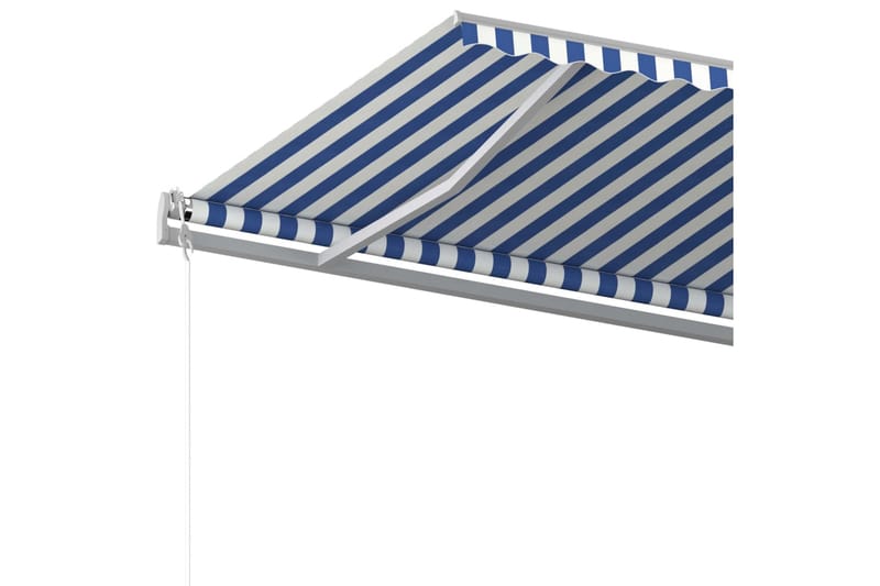 Automatisk uttrekkbar markise med stolper 6x3 m blå og hvit - Markiser - Terrassemarkise