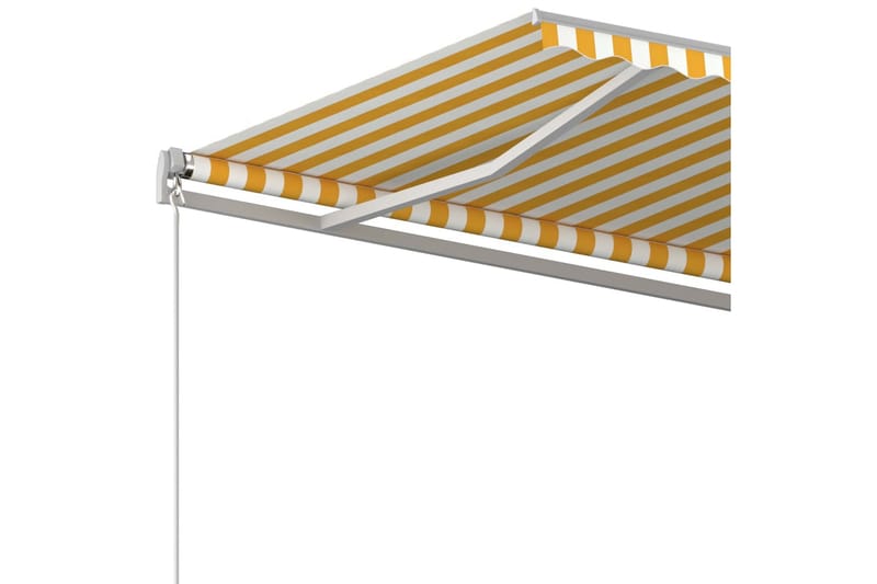 Automatisk uttrekkbar markise med stolper 6x3 m gul og hvit - Gul - Markiser - Terrassemarkise