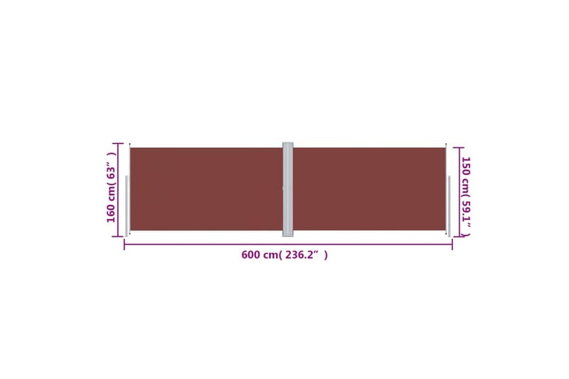 beBasic Uttrekkbar sidemarkise brun 160x600 cm - Sidemarkise - Markiser