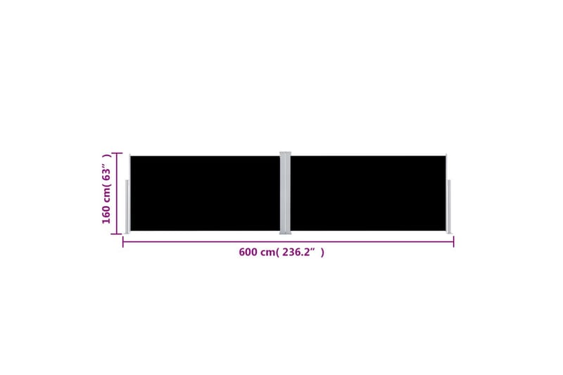 beBasic Uttrekkbar sidemarkise svart 160x600 cm - Svart - Sidemarkise - Markiser
