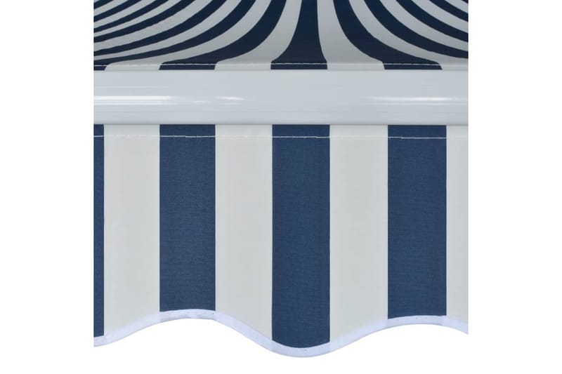Foldbar markise manuell 400 cm blå/hvit - Blå - Markiser - Terrassemarkise