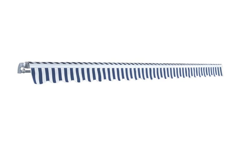 Foldbar markise manuell 500 cm blå/hvit - Blå - Markiser - Terrassemarkise