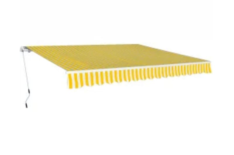 Foldbar markise manuell 600 cm gul/hvit - Gul - Markiser - Terrassemarkise