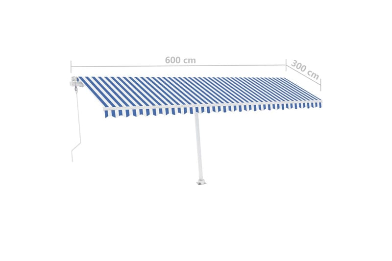 Frittstående automatisk markise 600x300 cm blå og hvit - Blå - Markiser - Terrassemarkise