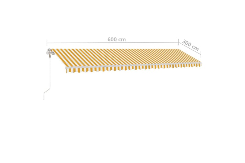 Frittstående automatisk markise 600x300 cm gul og hvit - Gul - Markiser - Terrassemarkise