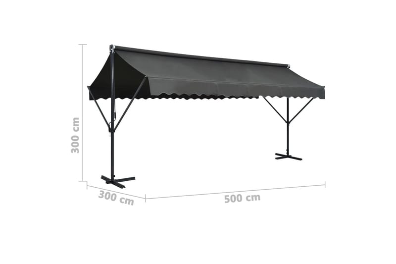 Frittstående markise 500x300 m antrasitt -   - Markiser - Terrassemarkise