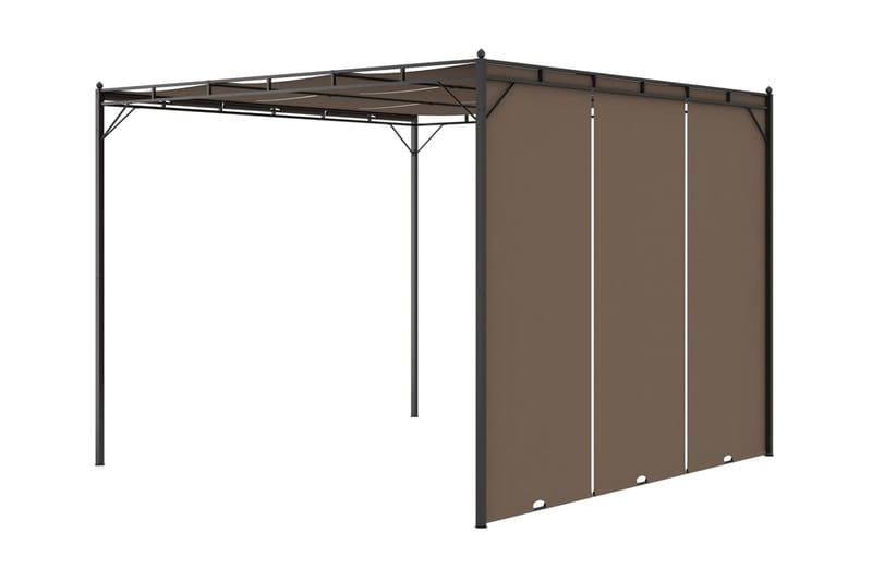 Hagepaviljong med sidegardin 3x3x2,25 m gråbrun - Taupe - Markiser - Terrassemarkise
