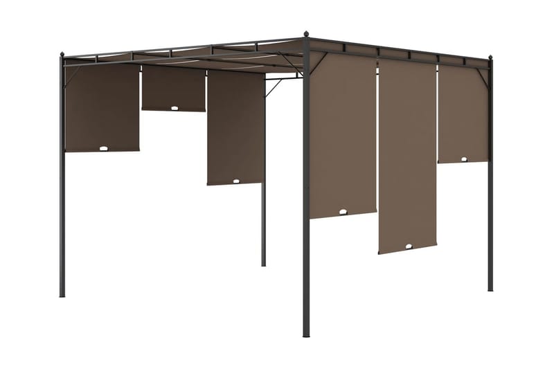 Hagepaviljong med sidegardin 3x3x2,25 m gråbrun - Taupe - Markiser - Terrassemarkise