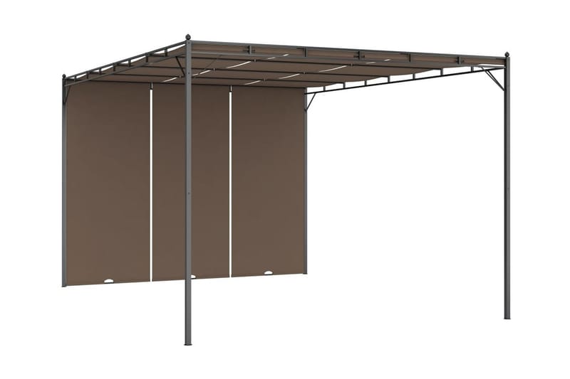Hagepaviljong med sidegardin 4x3x2,25 m gråbrun - Taupe - Markiser - Terrassemarkise
