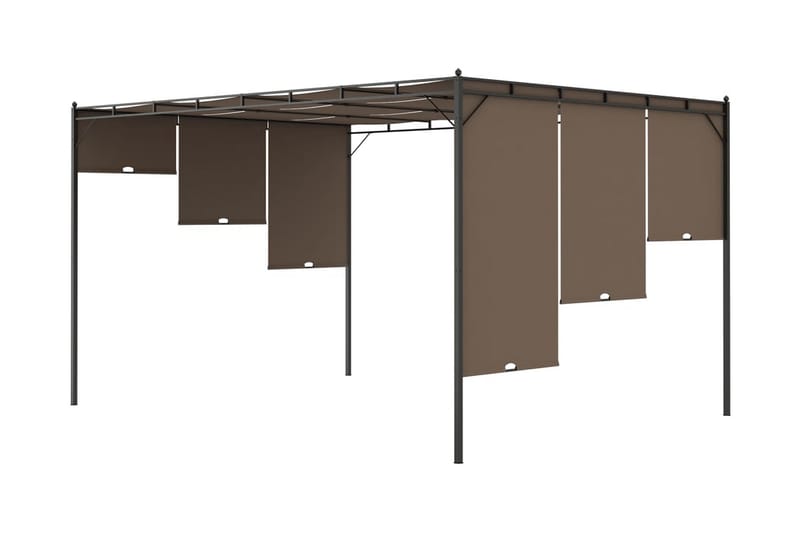 Hagepaviljong med sidegardin 4x3x2,25 m gråbrun - Taupe - Markiser - Terrassemarkise