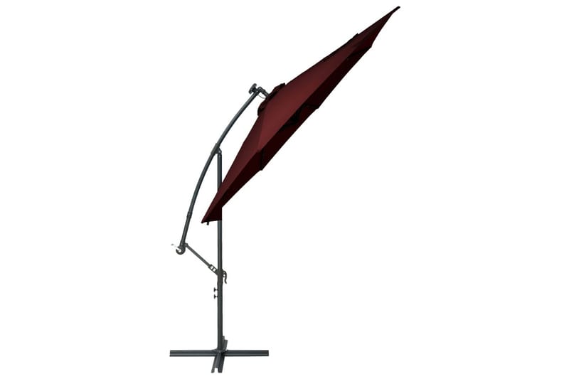 Hengeparasoll med LED-lys og stålstang vinrød - Rød - Markiser - Terrassemarkise