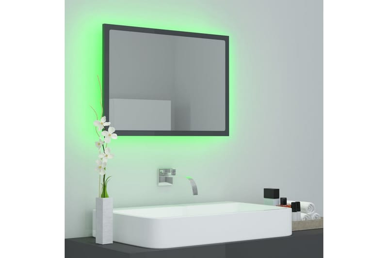 LED Baderomsspeil 60x8,5x37 cm sponplate høyglans grå - Grå - Markiser - Terrassemarkise