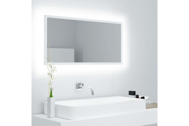 LED Baderomsspeil 90x8,5x37 cm sponplate hvit - Hvit - Markiser - Terrassemarkise