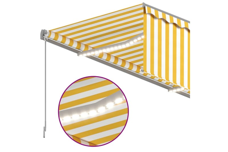 Manuell markise med rullegardin og LED 3x2,5 m gul og hvit - Gul - Markiser - Vindusmarkise