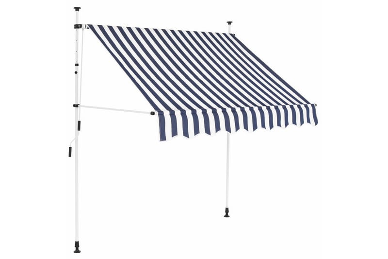 Manuell uttrekkbar markise 150 cm blå og hvite striper - Markiser - Vindusmarkise