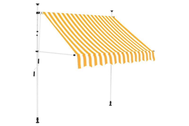 Manuell uttrekkbar markise 150 cm gule og hvite striper - Markiser - Vindusmarkise