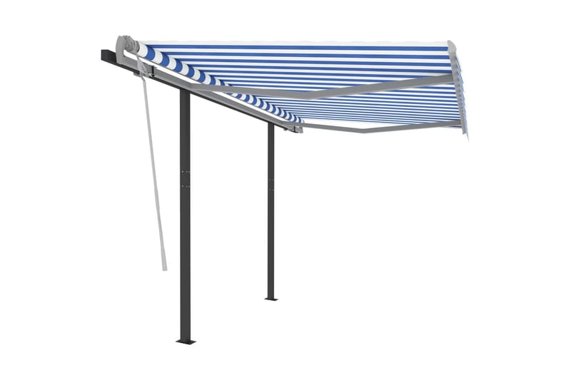 Manuell uttrekkbar markise 3,5x2,5 m blå og hvit - Markiser - Terrassemarkise