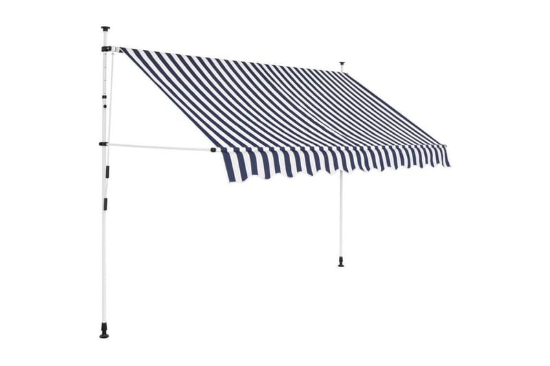 Manuell uttrekkbar markise 300 cm blå og hvite striper - Markiser - Terrassemarkise
