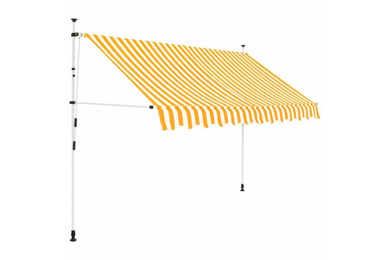 Manuell uttrekkbar markise 300 cm gule og hvite striper - Markiser - Terrassemarkise