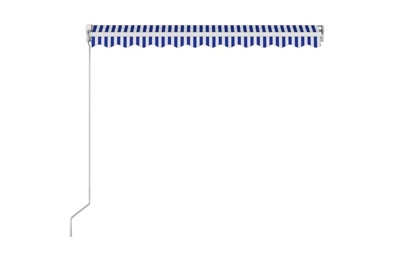 Manuell uttrekkbar markise 300x250 cm blå og hvit - Markiser - Terrassemarkise