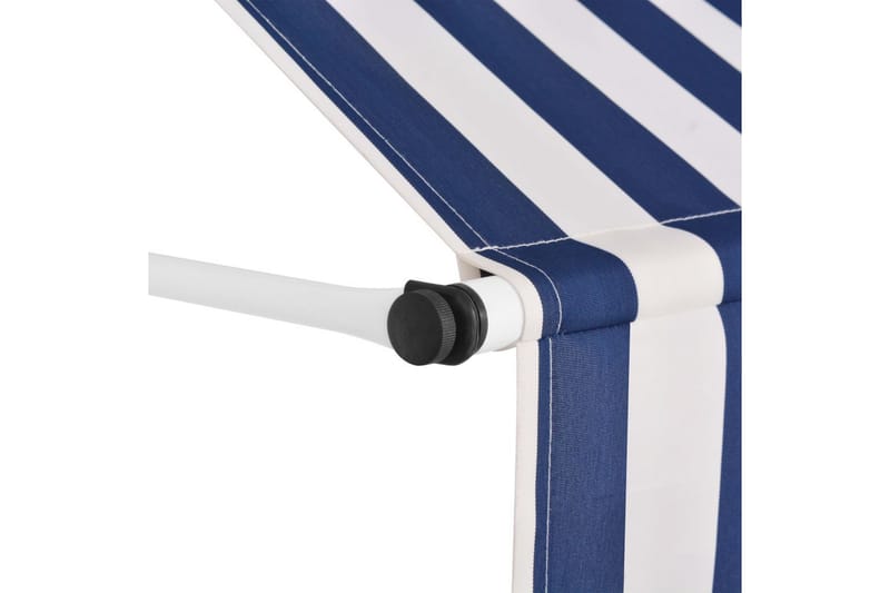 Manuell uttrekkbar markise 350 cm blå og hvite striper - Markiser - Terrassemarkise