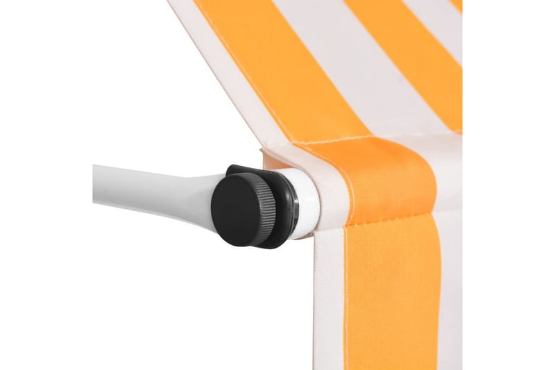 Manuell uttrekkbar markise 350 cm gule og hvite striper - Markiser - Terrassemarkise
