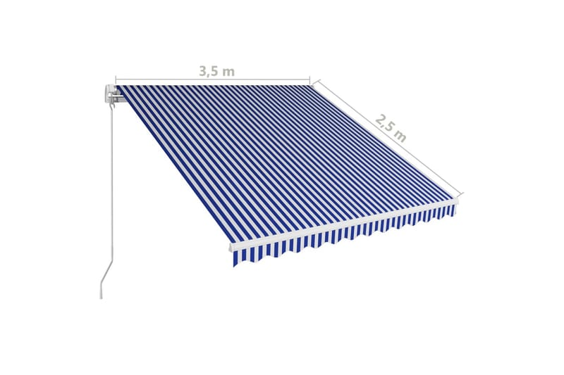 Manuell uttrekkbar markise 350x250 cm blå og hvit - Markiser - Terrassemarkise