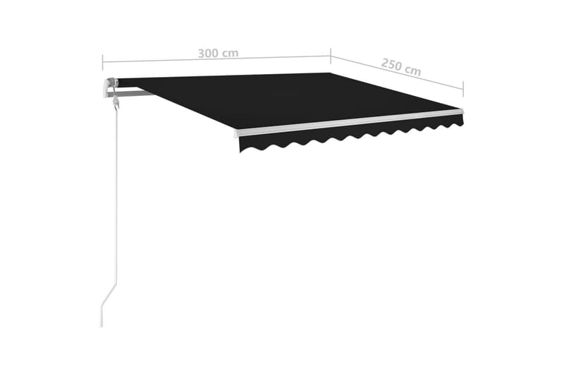 Manuell uttrekkbar markise 3x2,5 m antrasitt - Markiser - Terrassemarkise