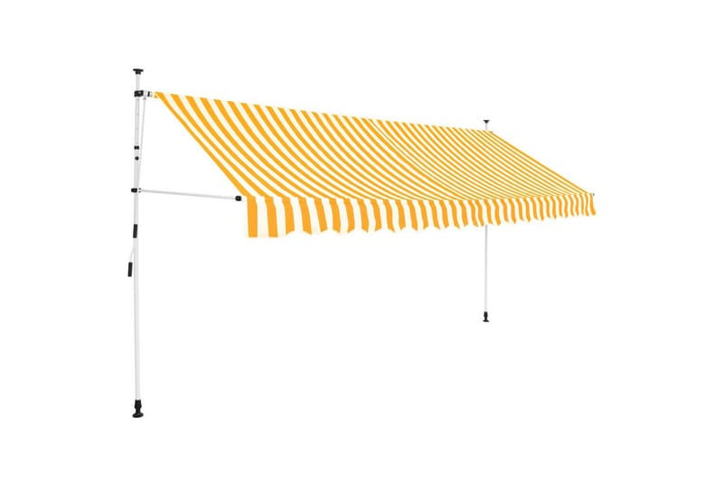 Manuell uttrekkbar markise 400 cm gule og hvite striper - Markiser - Terrassemarkise