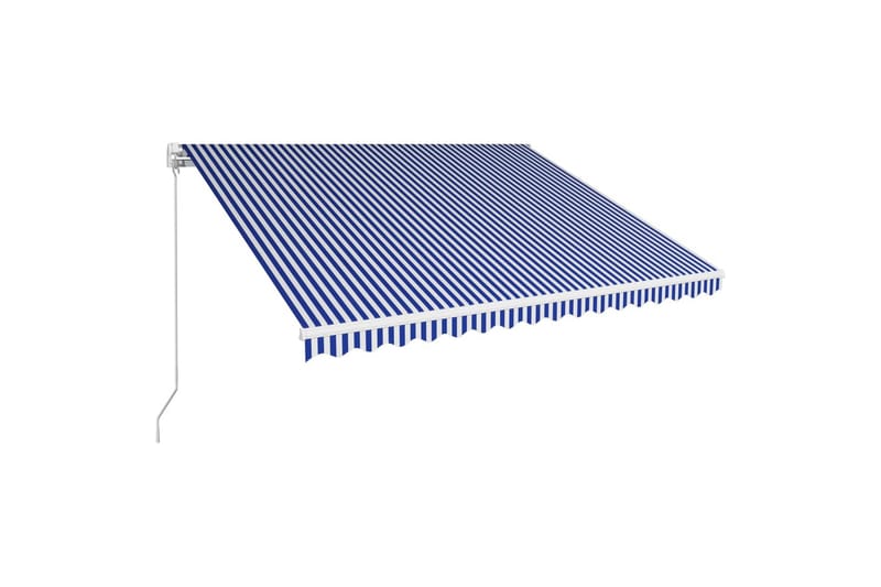 Manuell uttrekkbar markise 400x300 cm blå og hvit - Markiser - Terrassemarkise