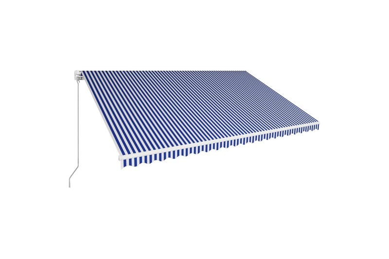 Manuell uttrekkbar markise 500x300 cm blå og hvit - Markiser - Terrassemarkise