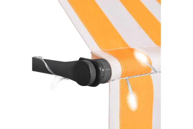 Manuell uttrekkbar markise med LED 100 cm hvit og oransje - Flerfarget - Markiser - Vindusmarkise