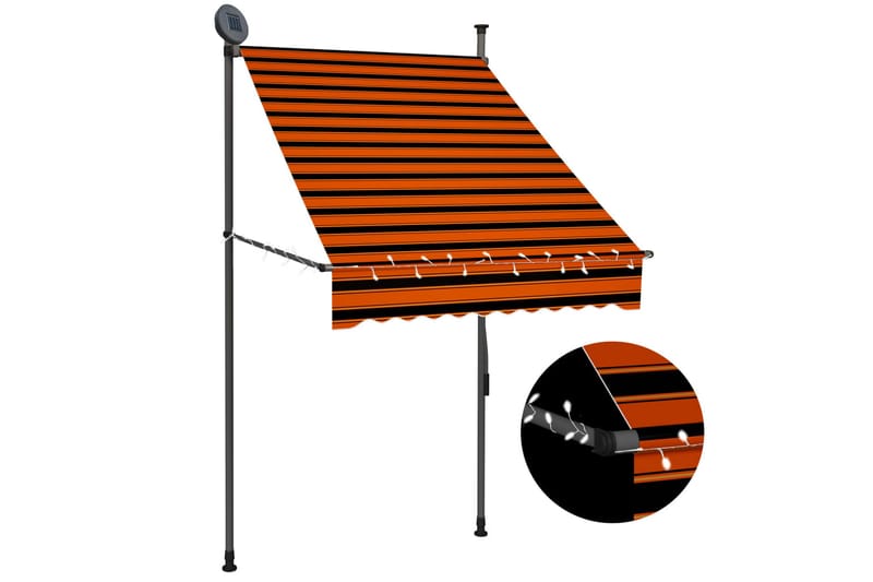 Manuell uttrekkbar markise med LED 100 cm oransje og brun - Flerfarget - Markiser - Vindusmarkise