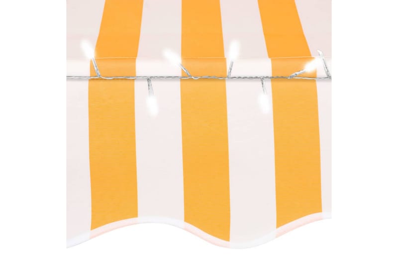 Manuell uttrekkbar markise med LED 150 cm hvit og oransje - Flerfarget - Markiser - Vindusmarkise