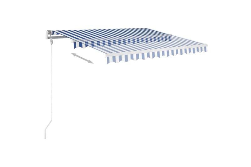 Manuell uttrekkbar markise med LED 300x250 cm blå og hvit - Blå - Markiser - Terrassemarkise