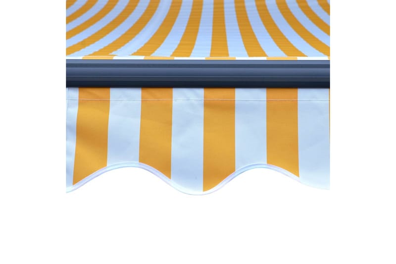 Manuell uttrekkbar markise med LED 300x250 cm gul & hvit - Markiser - Vindusmarkise