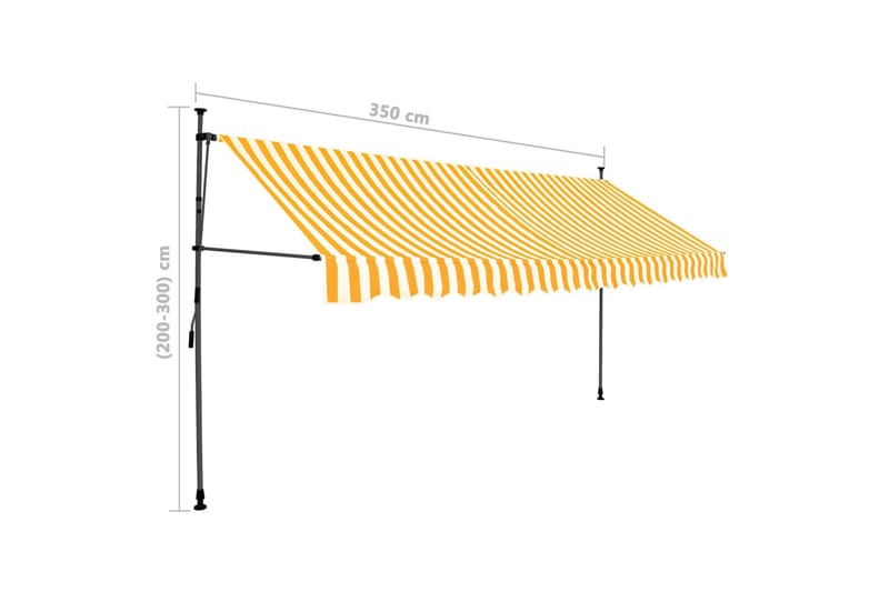 Manuell uttrekkbar markise med LED 350 cm hvit og oransje - Flerfarget - Markiser - Terrassemarkise