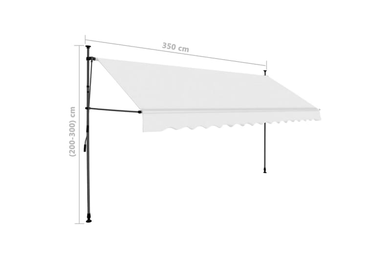 Manuell uttrekkbar markise med LED 350 cm kremhvit - Krem - Markiser - Terrassemarkise