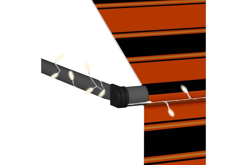 Manuell uttrekkbar markise med LED 350 cm oransje og brun - Flerfarget - Markiser - Terrassemarkise