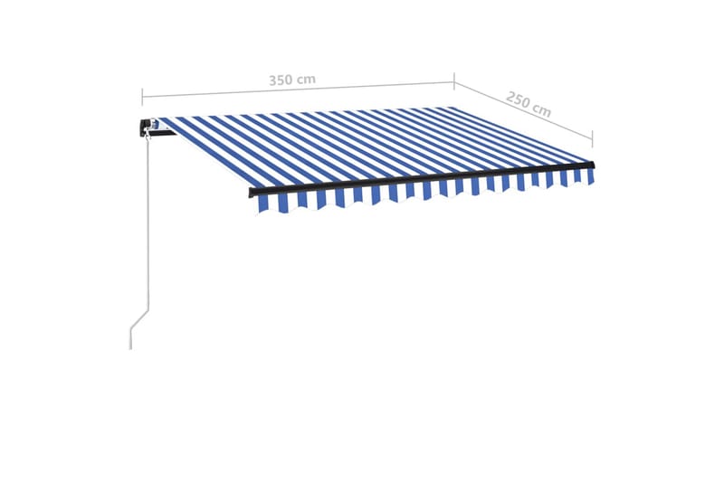 Manuell uttrekkbar markise med LED 350x250 cm blå og hvit - Blå - Markiser - Terrassemarkise