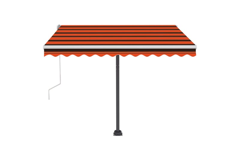 Manuell uttrekkbar markise med LED 350x250 cm oransje og bru - Oransj - Markiser - Terrassemarkise