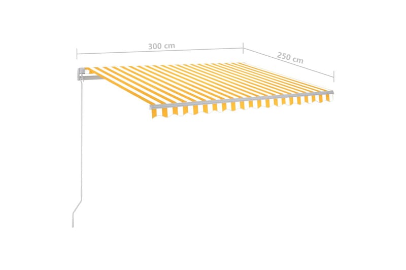 Manuell uttrekkbar markise med LED 3x2,5 m gul og hvit - Markiser - Terrassemarkise