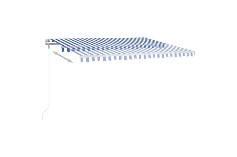 Manuell uttrekkbar markise med LED 4,5x3 m blå og hvit - Markiser - Terrassemarkise