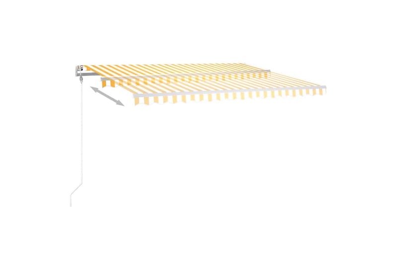 Manuell uttrekkbar markise med LED 4,5x3 m gul og hvit - Markiser - Terrassemarkise